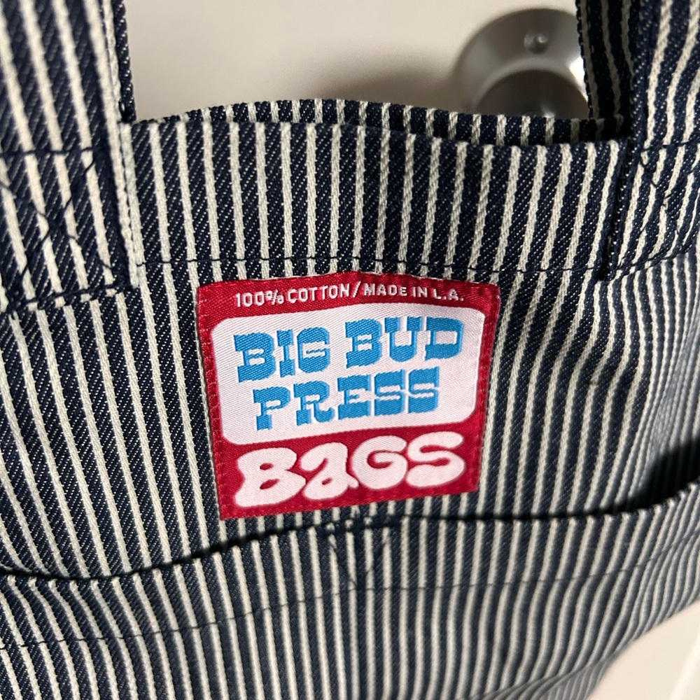 Big Bud Press Black and White Striped Tote Bag